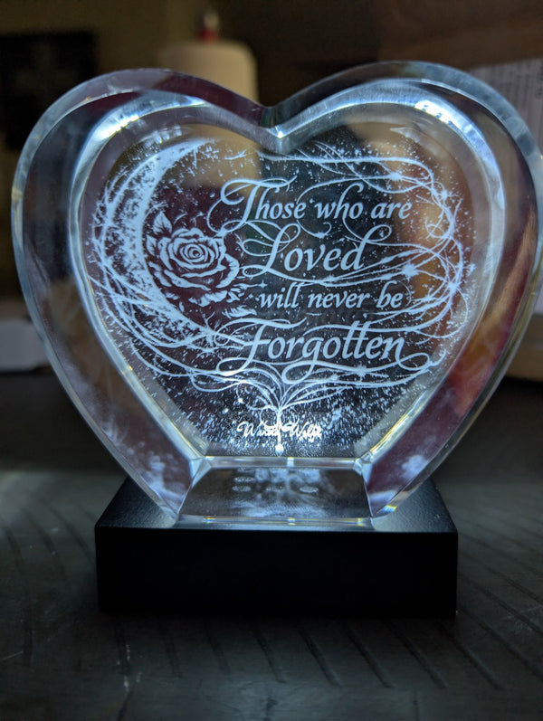 3D Crystal Photo Heart Memorial | Rose Moon Personalized Engraved Keepsake Gift