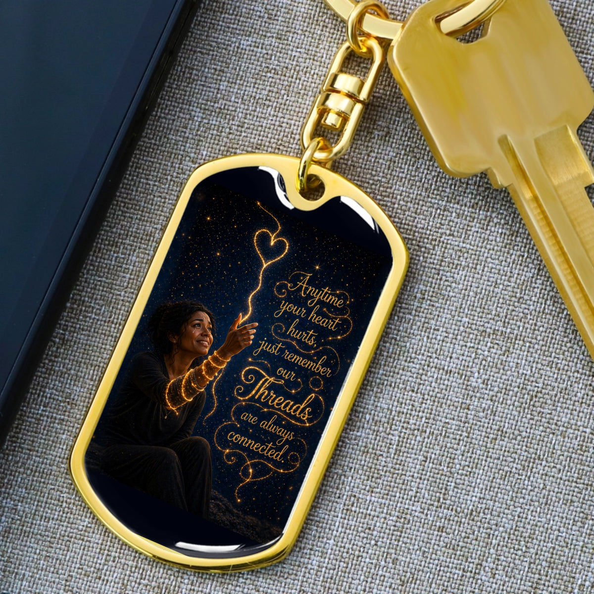 Threads Always Connected — Dog Tag Keychain