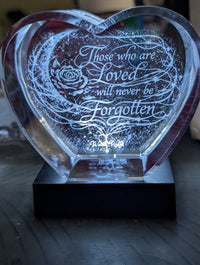 3D Crystal Photo Heart Memorial | Rose Moon Personalized Engraved Keepsake Gift