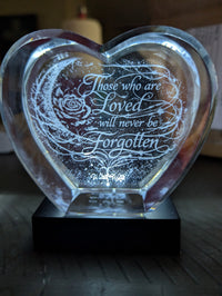 3D Crystal Photo Heart Memorial | Rose Moon Personalized Engraved Keepsake Gift
